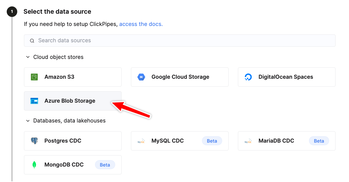 Select Azure Blob Storage