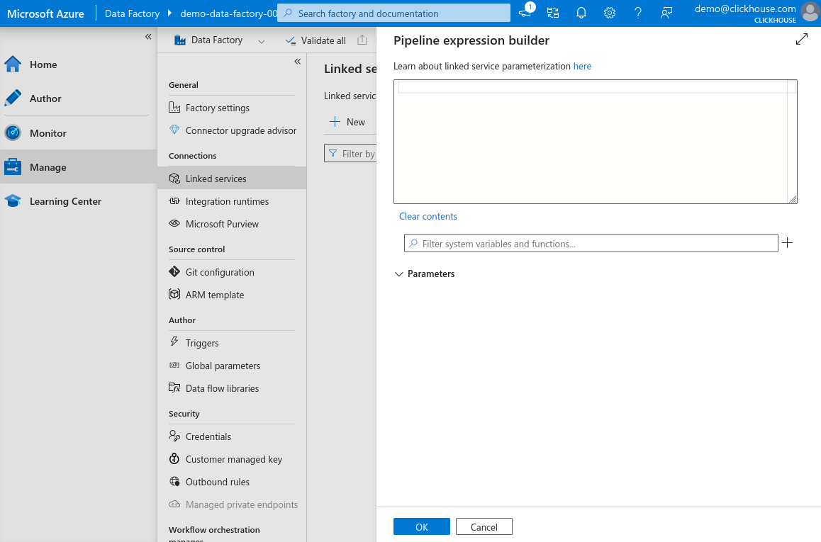 New Linked ServiceBase Url Empty