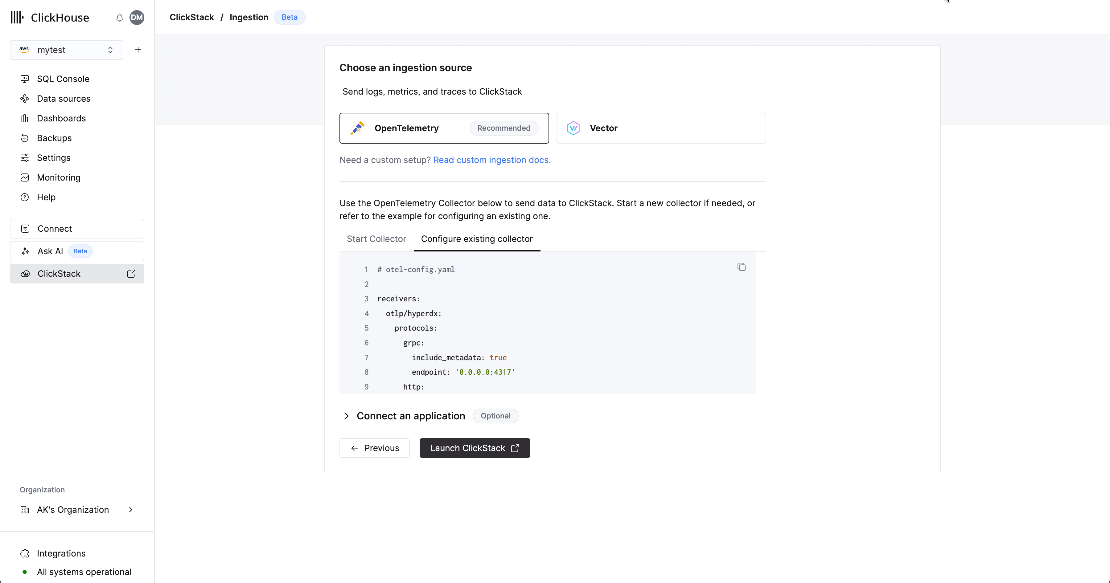 Advanced OTel collector source