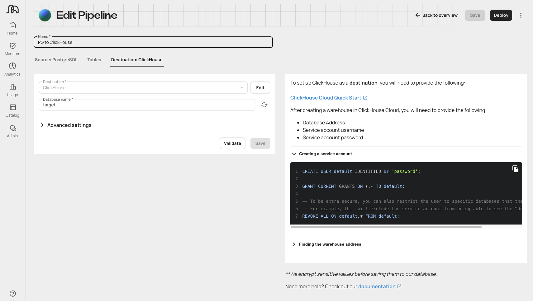 Artie Edit Pipeline interface