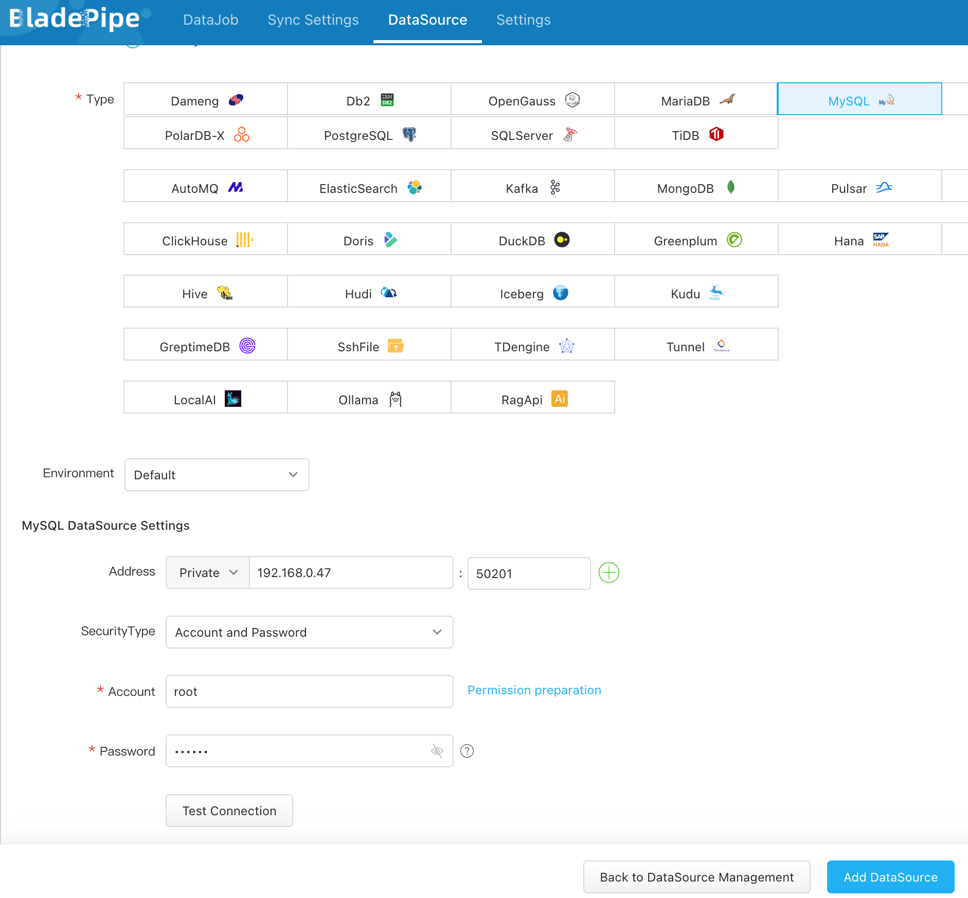 Add MySQL as a source