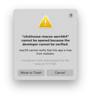 MacOS developer verification error dialog