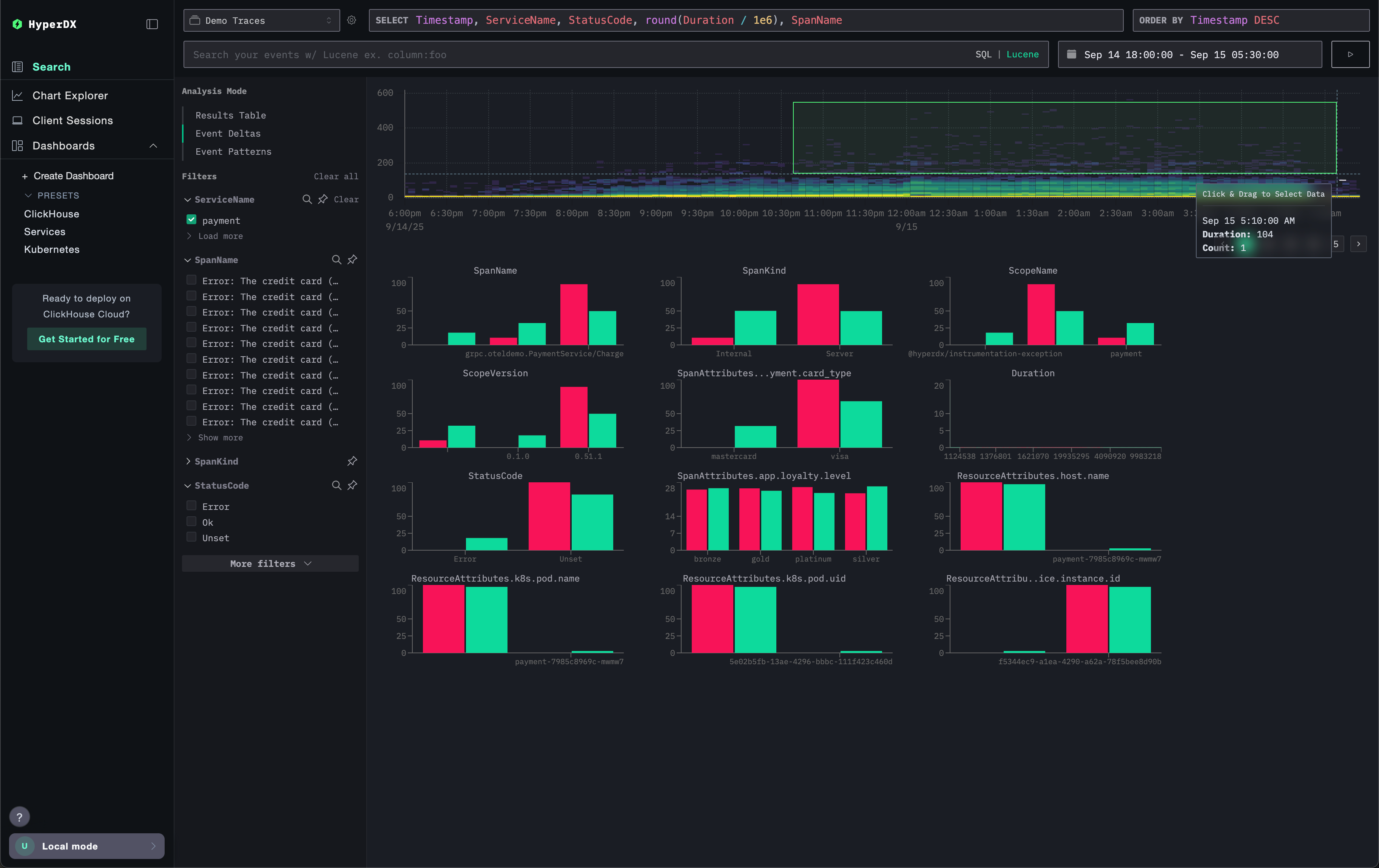 Event Deltas Separation